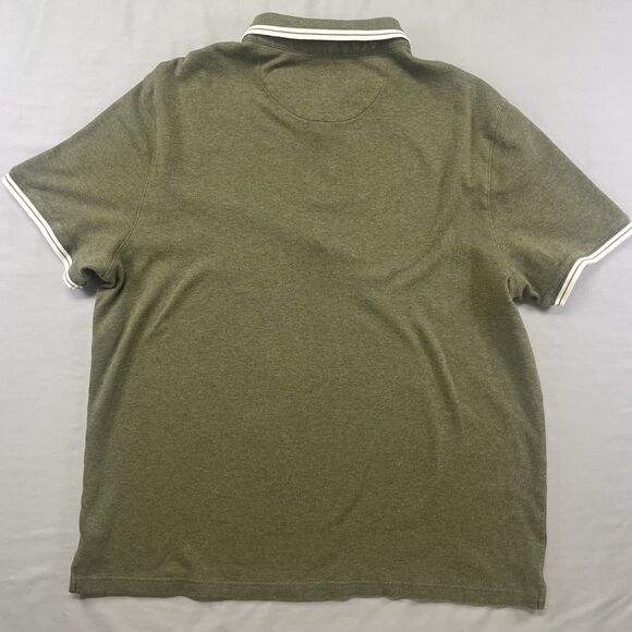 Michael Kors Polo Shirt Men's XL Green Olive White Tipped MK Logo Short Sleeve - Picture 3 of 10